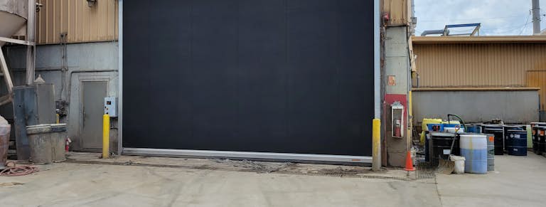 Rubber door at recycling building