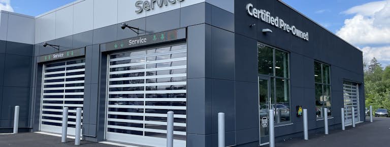 High-Speed Door at Car Dealership Drive Up Service Lanes