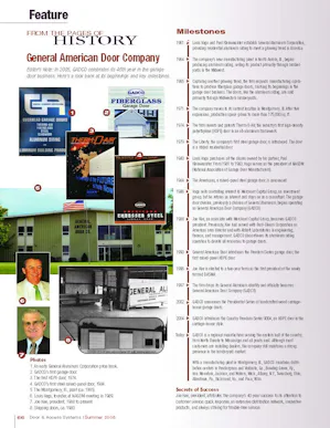 From the Midwest to North America: Hörmann's Roots in the US GADCO History Timeline Published in DASMA Magazine 2005